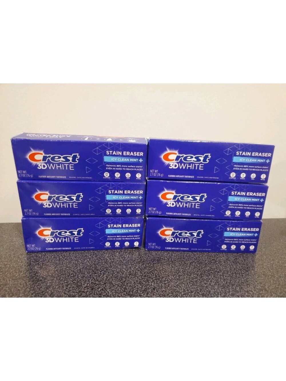 7 Crest 3D White StainEraser Toothpaste Icy Clean Mint 3.1 oz 10/28